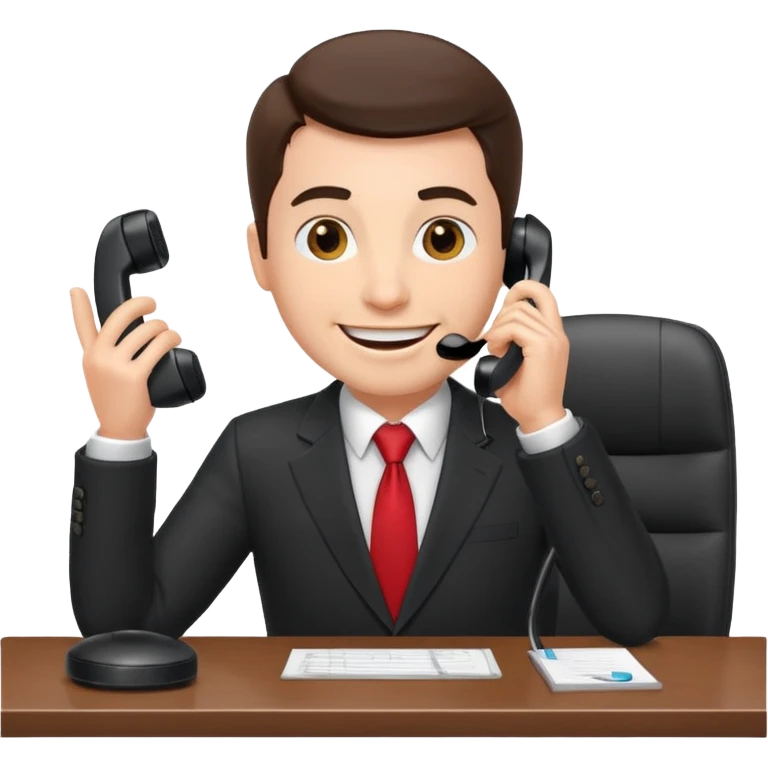 excited office boss on phone at his desk emoji