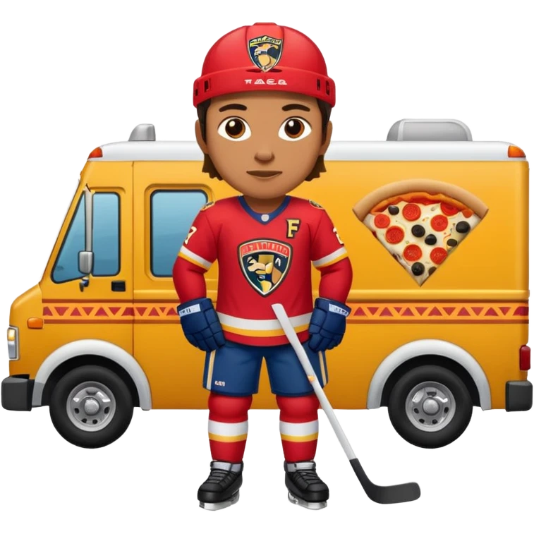 The galaxy with a with a Florida Panthers player
With a taco truck and a pizza truck with a house
 emoji