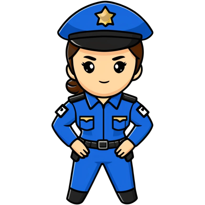 Female Russian police officer in uniform with distinctive police cap, professional look emoji