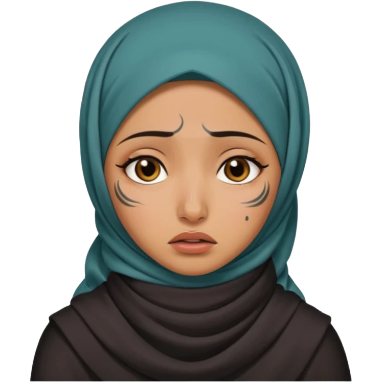arab hijab ancient cry girl with tatooed emoji