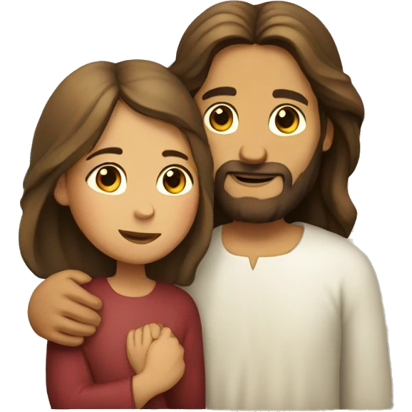 Jesus embracing a young woman emoji