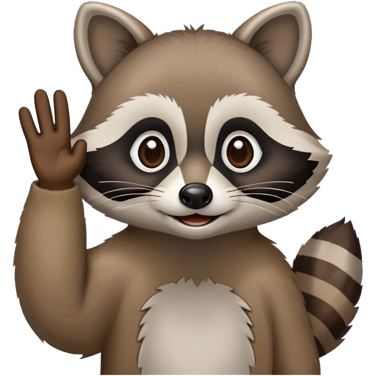 raccoon waving hello emoji
