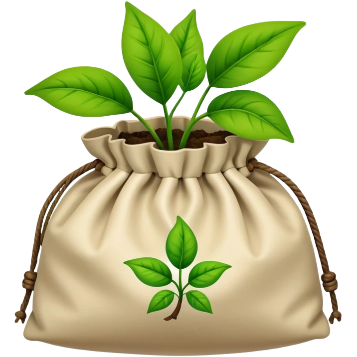 a knotted bag with a picture of a plant on it emoji