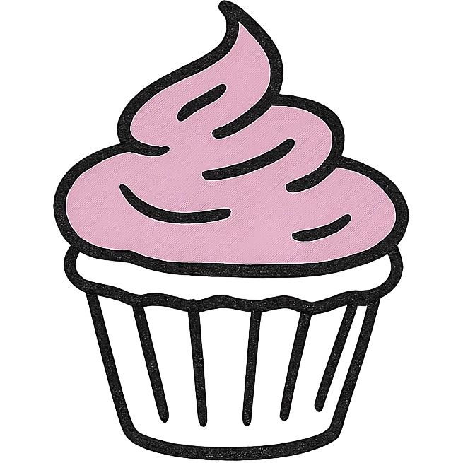 a cupcake with pink icing emoji