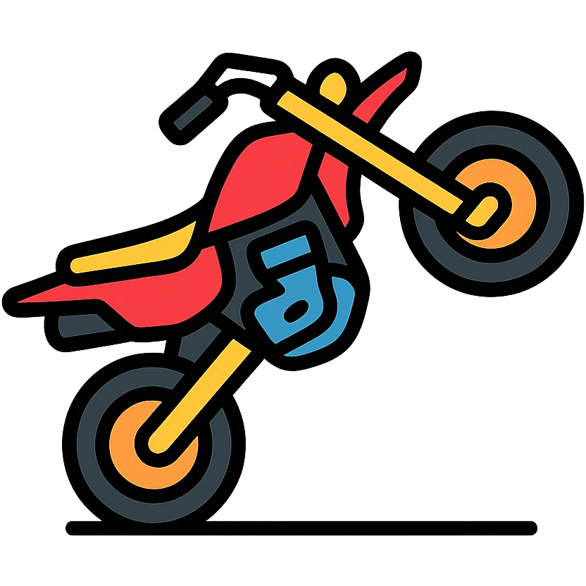 supermotard motorcycle performing a wheelie, colored icon emoji