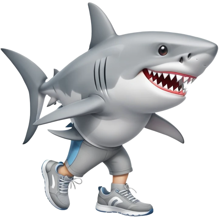 shark with three legs wearing sneakers emoji