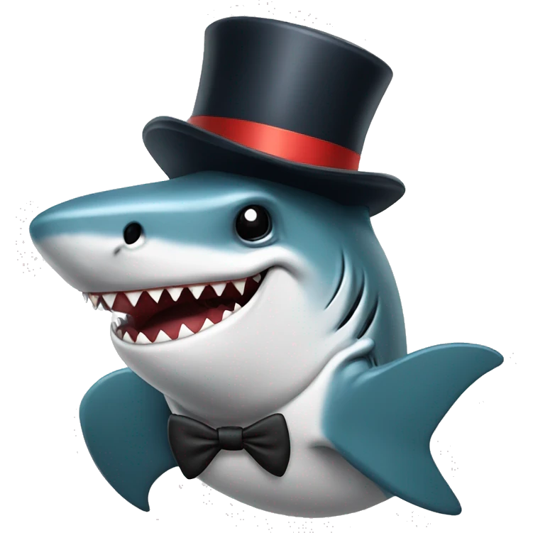 shark wtith tophat emoji
