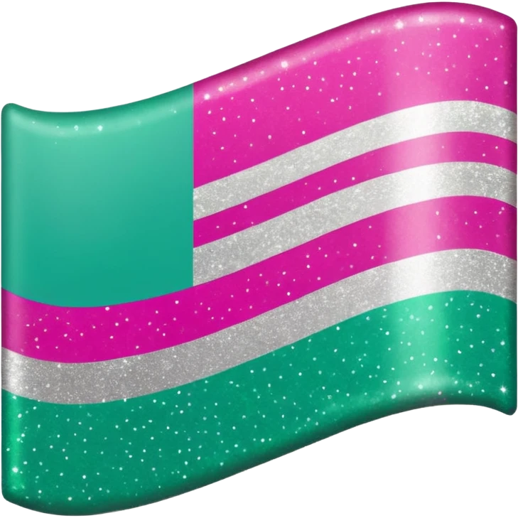 a tricolor flag featuring horizontal stripes of hot pink, glitter silver, and jade green. emoji