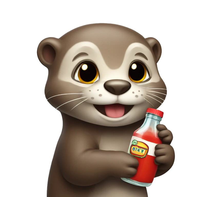 Cute otter holding catsup bottle emoji