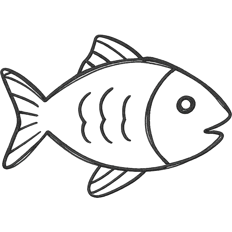 fish, loose sketch lines, hand drawn icon style emoji