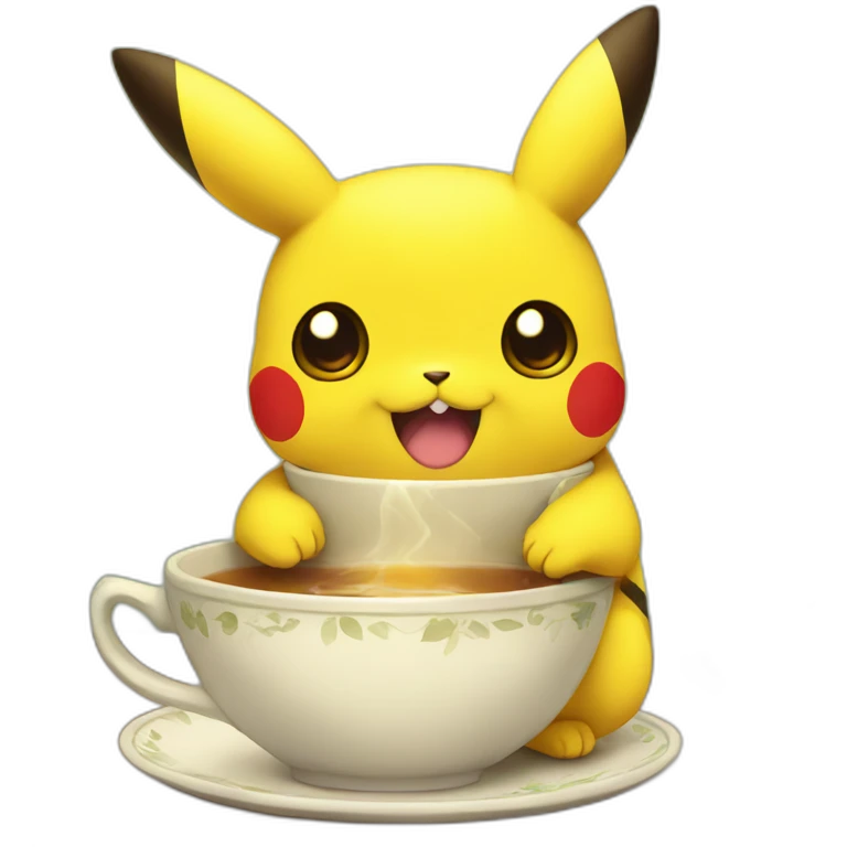 picachu with tea emoji