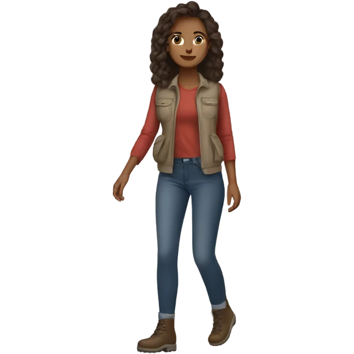 Tall girl brunette walking in the mountain emoji