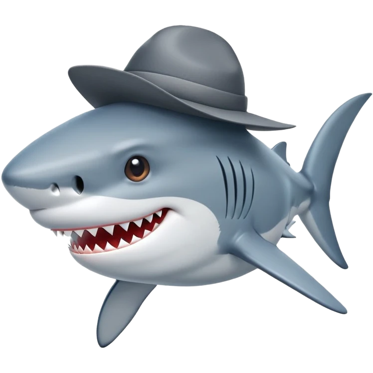 A shark with a hat emoji