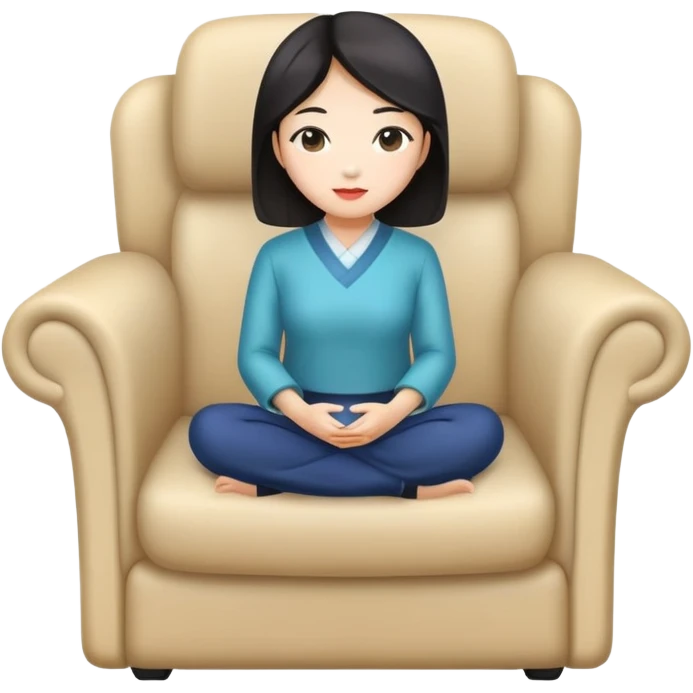 asian lady sitting on chair emoji