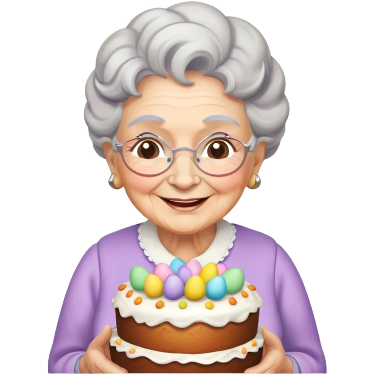 Granny with Easter cake emoji