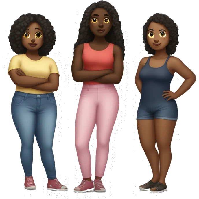 A group of black girls of different body types saying come ousside emoji