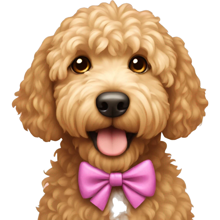 Golden doodle with a bow emoji