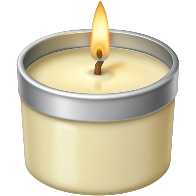 Vanilla candle – cream-colored wax in a silver tin emoji
