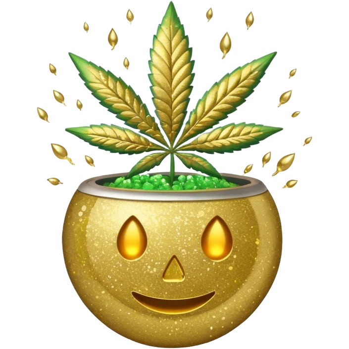 glitter bomb with weed emoji