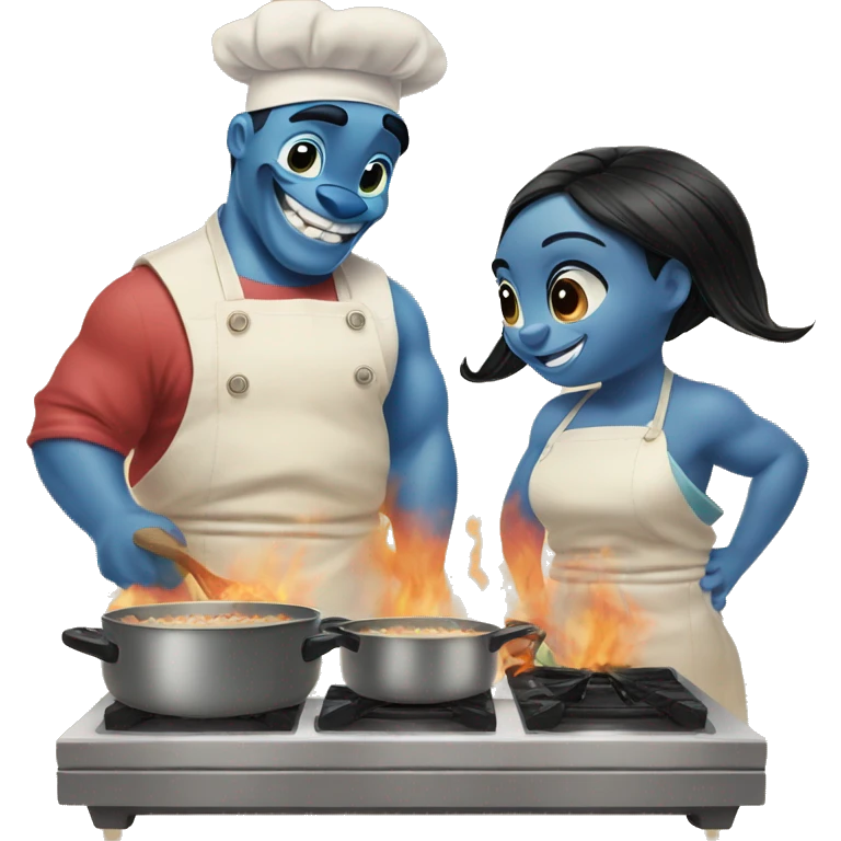 Lilo & Stitch cooking together  emoji