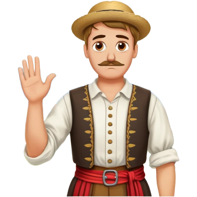 a German in typical Bavarian clothing shrugging and looking lost with Sicily in the background emoji