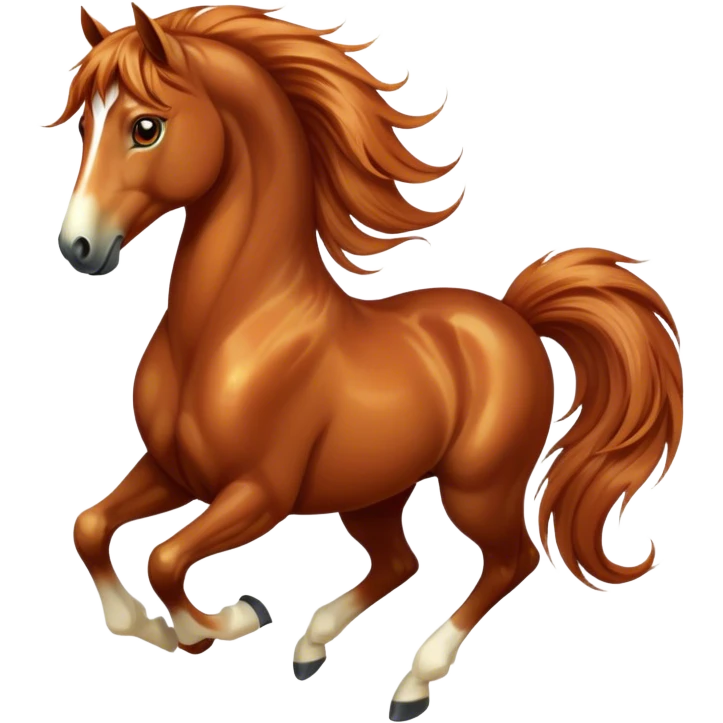 Cinematic Elegant Chestnut Horse Portrait Emoji, Head held high with a serene, graceful gaze, showcasing a magnificent chestnut fur with a radiant shimmer, flowing mane and tail, and luminous amber eyes that exude beauty and grace, Simplified yet majestically refined features, highly detailed, glowing with a soft, ethereal light, high shine, poised and breathtaking, stylized with an air of pure elegance, capturing the essence of a stunning and graceful steed, so beautiful it feels like it could gallop out of the screen with effortless charm! emoji