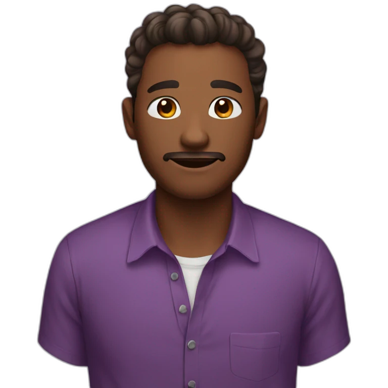 A man whose shirt is purple His face is brown and beautiful  emoji
