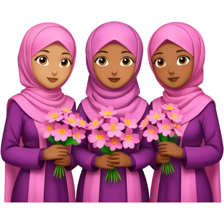 Hijabi girls with sakura flower emoji