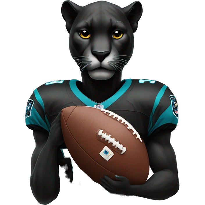 Crying panther holding a football with a we suck jersey on emoji
