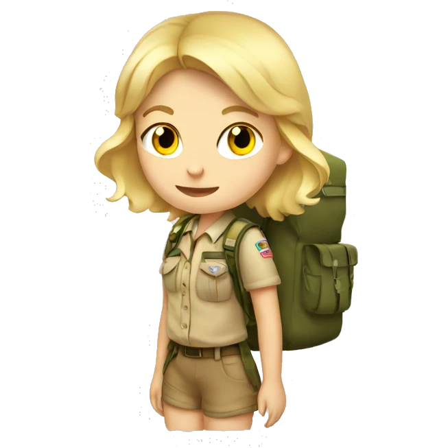 blonde scout girl wit a backpack emoji