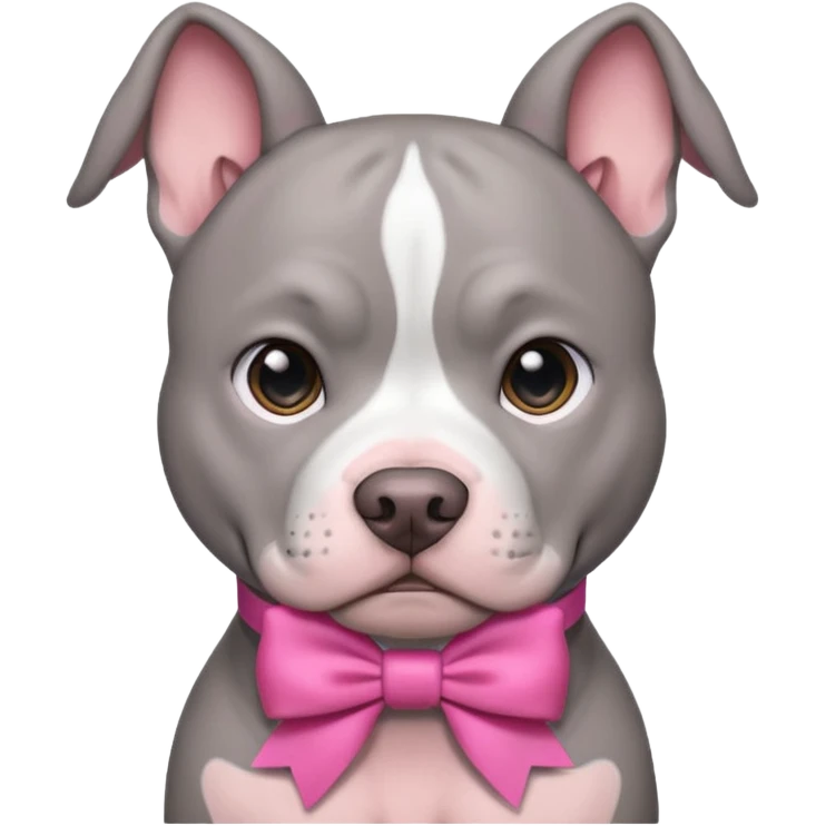 Grey pitbull with a pink bow emoji