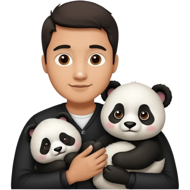a man holding panda emoji