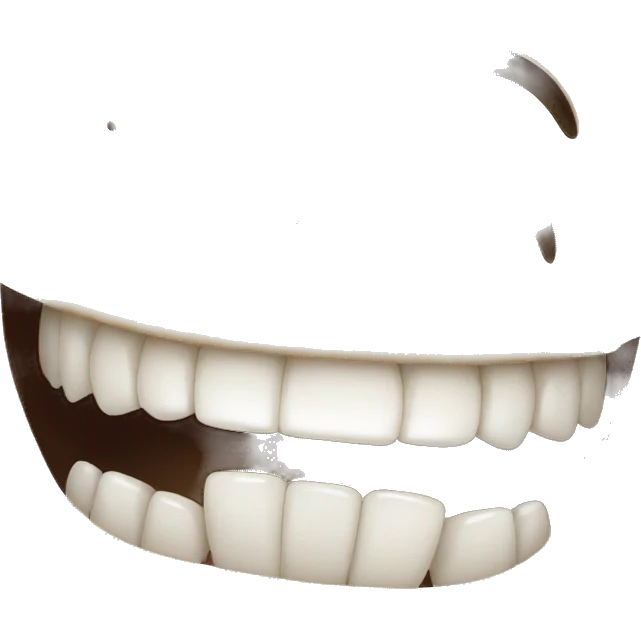 A smiley face that only has its front row of teeth showing, and is biting its entire lower lip emoji
