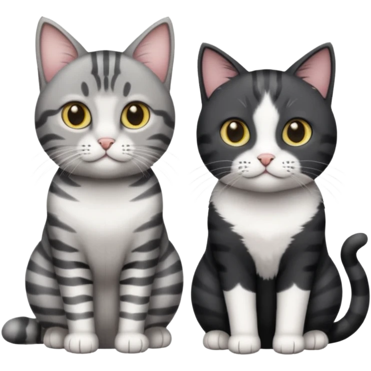 Gato gris atigrado y gato blanco con negro  emoji