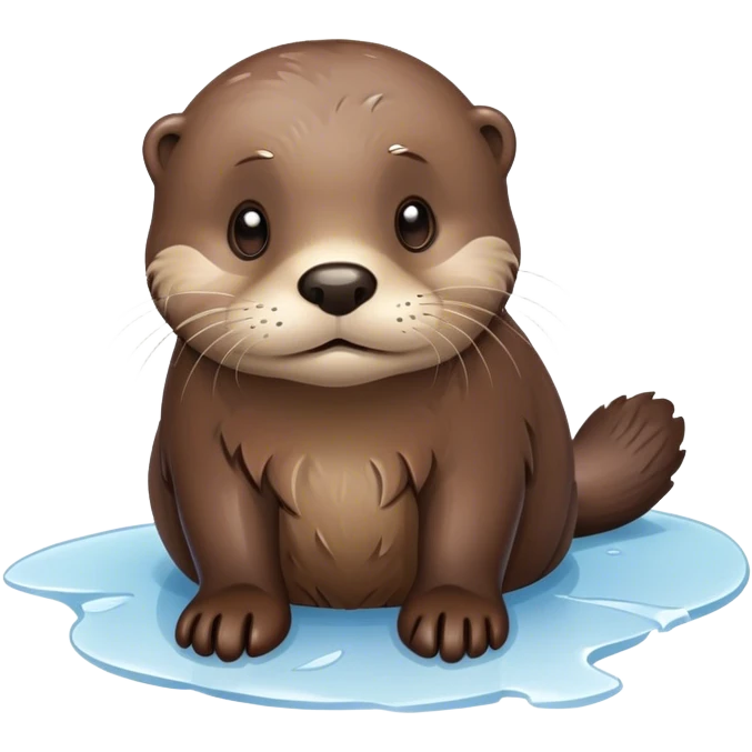 Sad otter, freezing, ice emoji