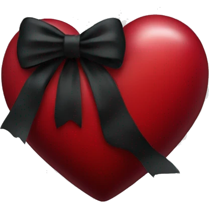 Dark red heart with black bow emoji