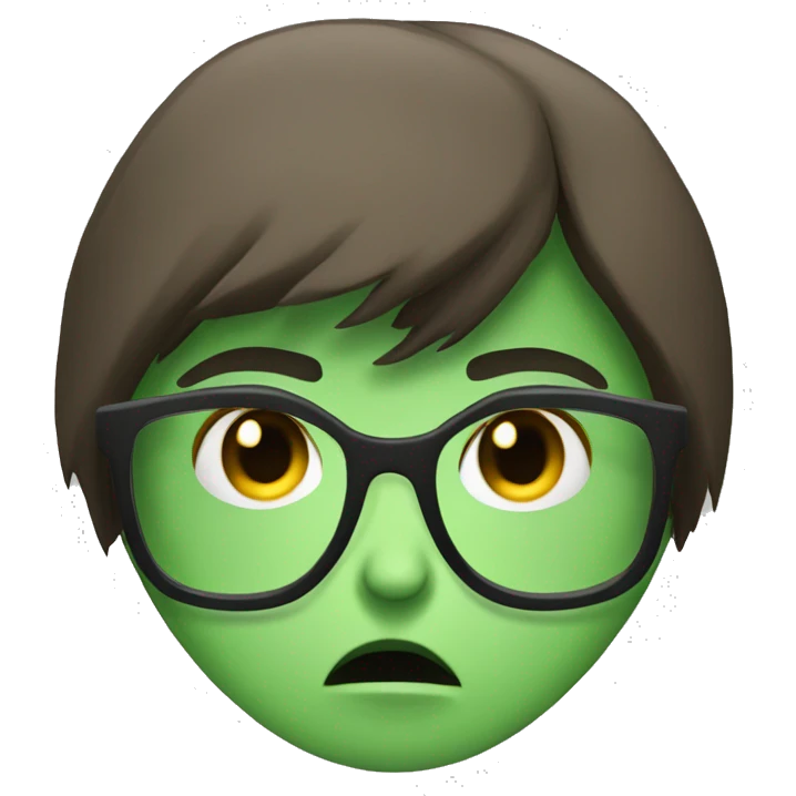 angry gir with bangs and glasses and  emoji