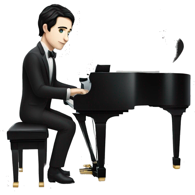 pale skin and black hair man playing grand piano emoji