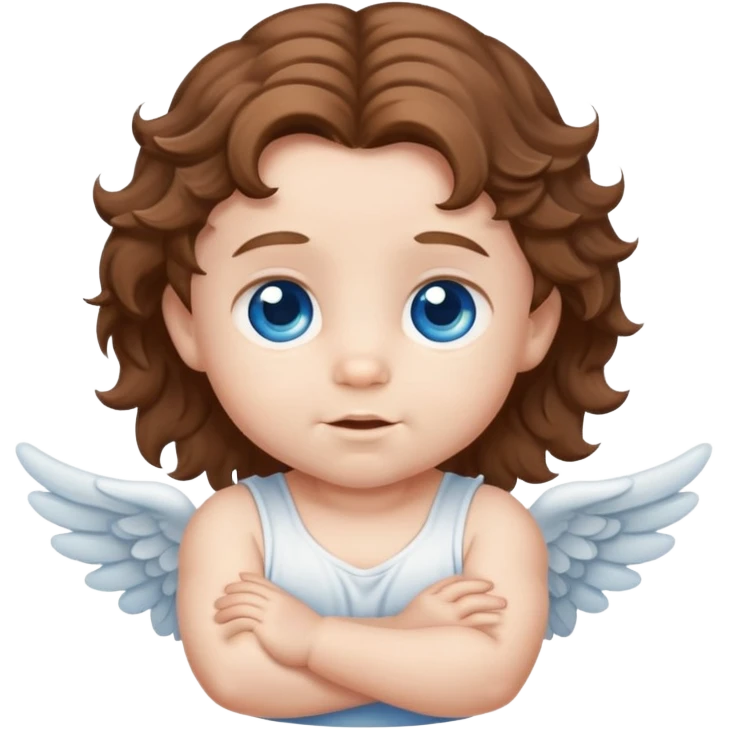 Baby boy angel with brown wavy hair blue eyes emoji
