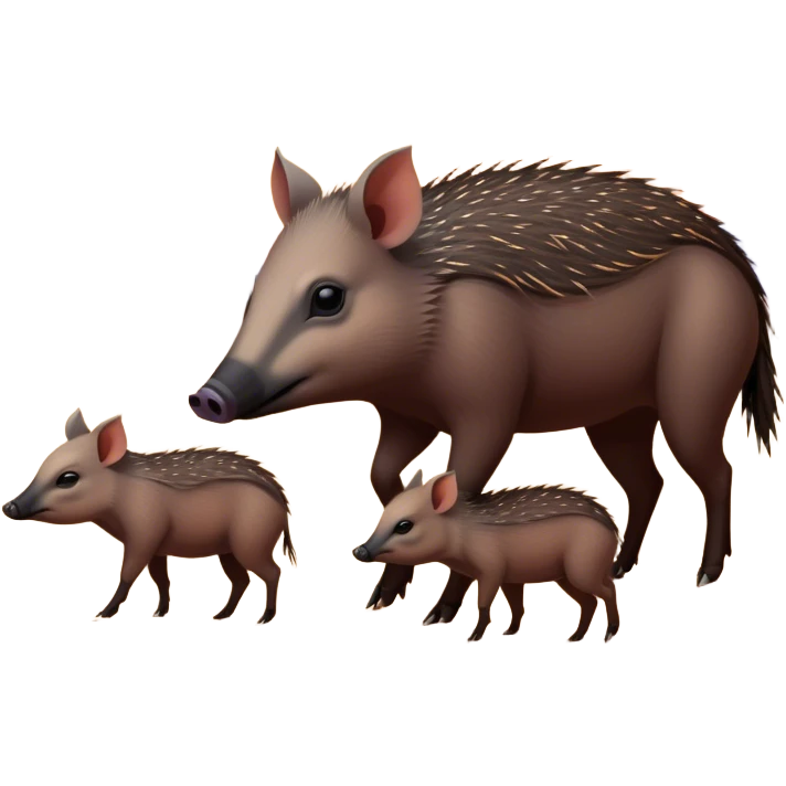 Circular picture of a javelina family foraging in the desert at sunset  emoji