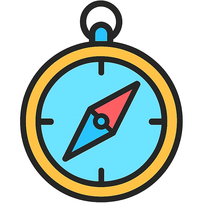 compass, lineal color outlined icon style, black outlines, subtle color fills, modern look emoji