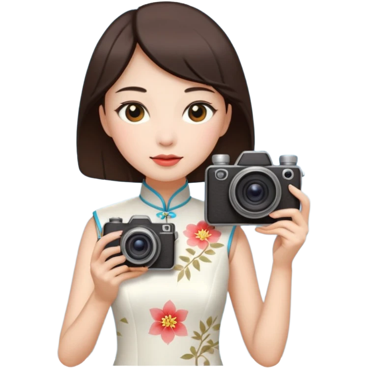 cheongsam ancient white fox with camera emoji