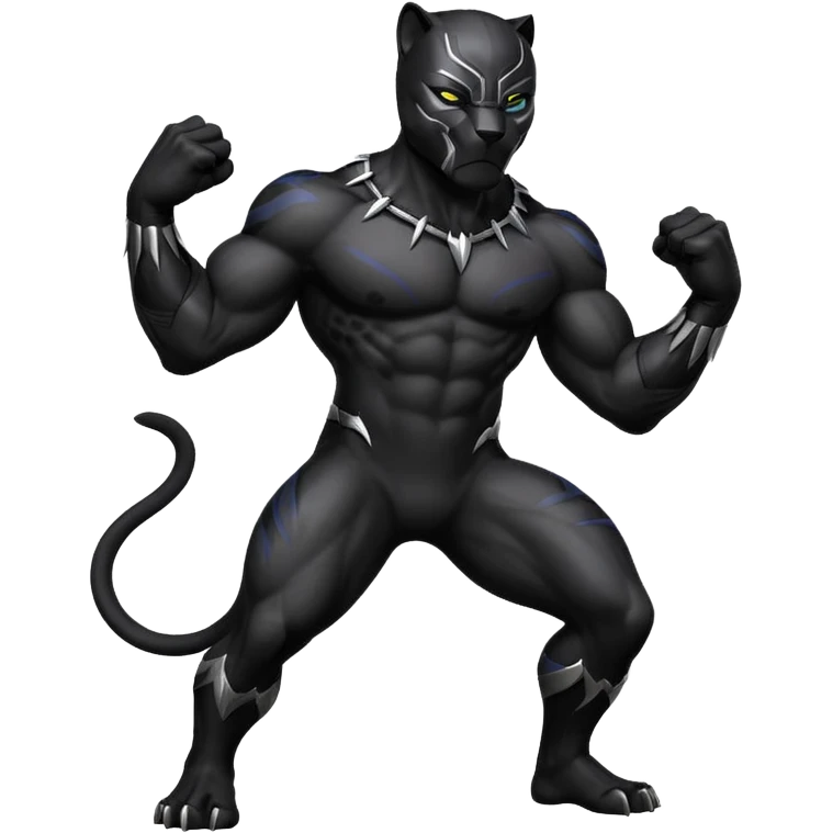 Black panther doing signature pose while standing crossing his claws on his chest emoji