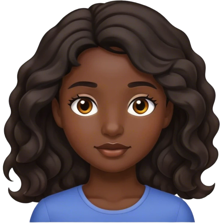 Girl with wavy dark brown hair with black and mixed skin  emoji