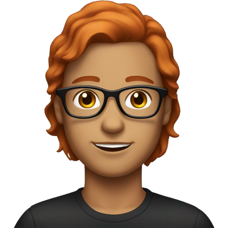 Red hair. Black glasses. Freckles. Brown eyes. Tan skin emoji