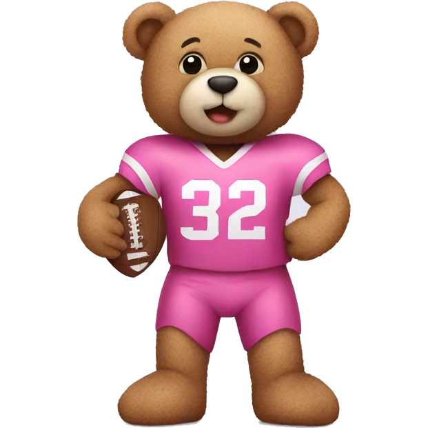pink teddy bear with a football ball emoji