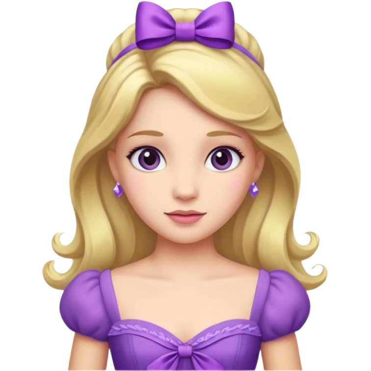 Princesa con vestido morado y un moñito emoji
