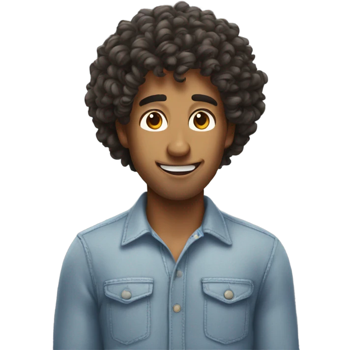 guy with curly hair doing a silly face  emoji