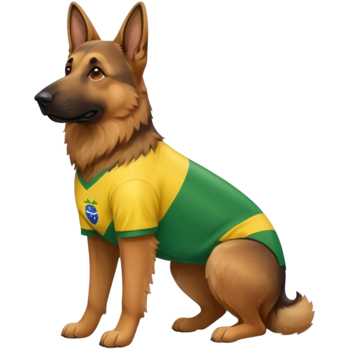 Cachorro pastor alemão usando camisa do brasil full body  emoji