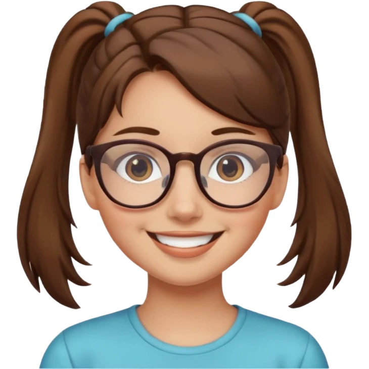 brown haired Ponytail Girl with Glasses emoji